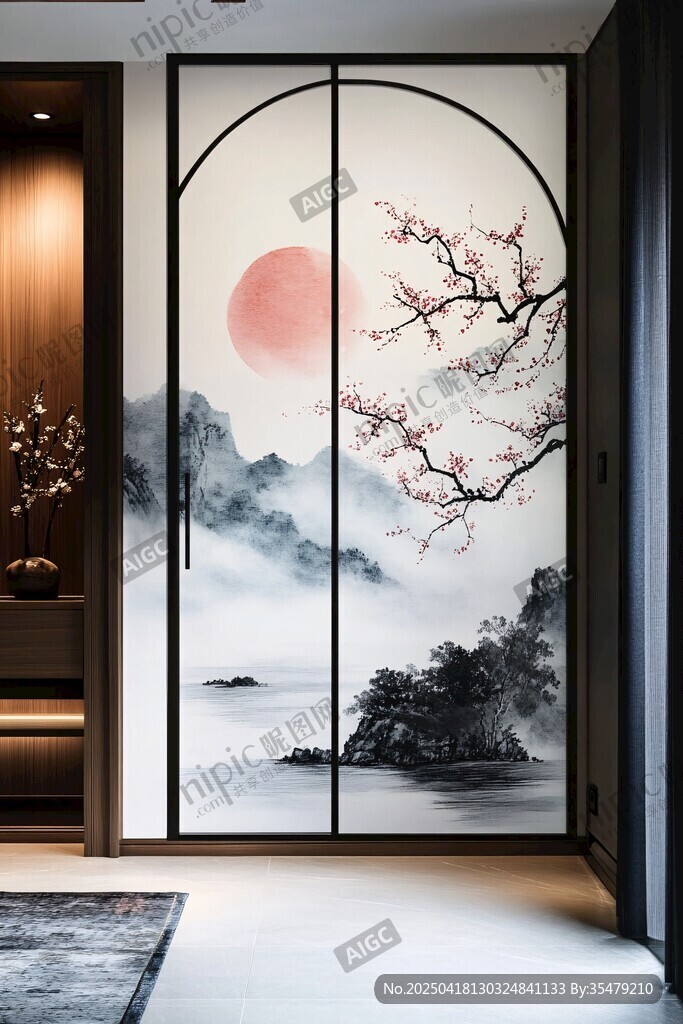 中式山水屏風 古韻雅致