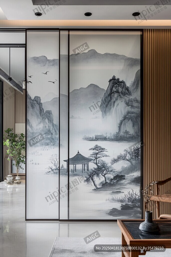 中式山水屏風 雅致空間美學