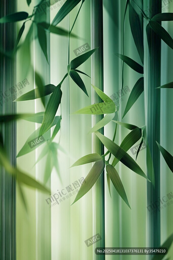 翠綠竹葉與挺拔竹干景致