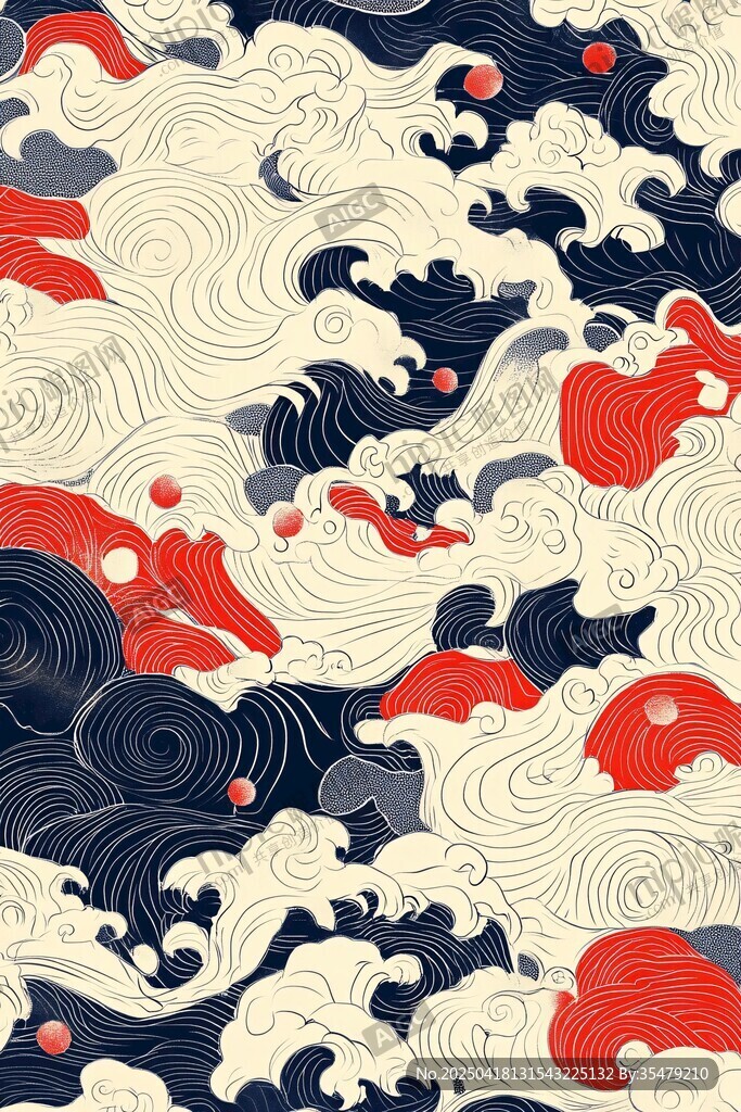 日式海浪圖案紋理設計