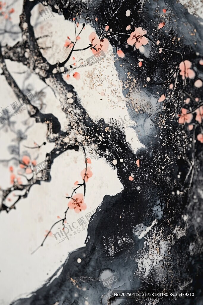 墨韻紅梅圖