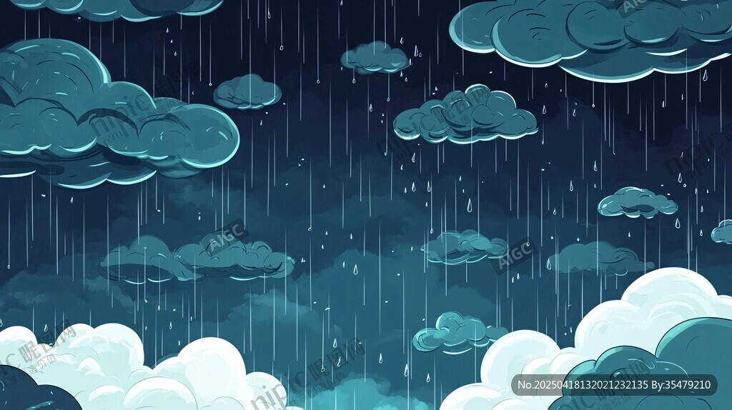 雨夜云端插畫場景