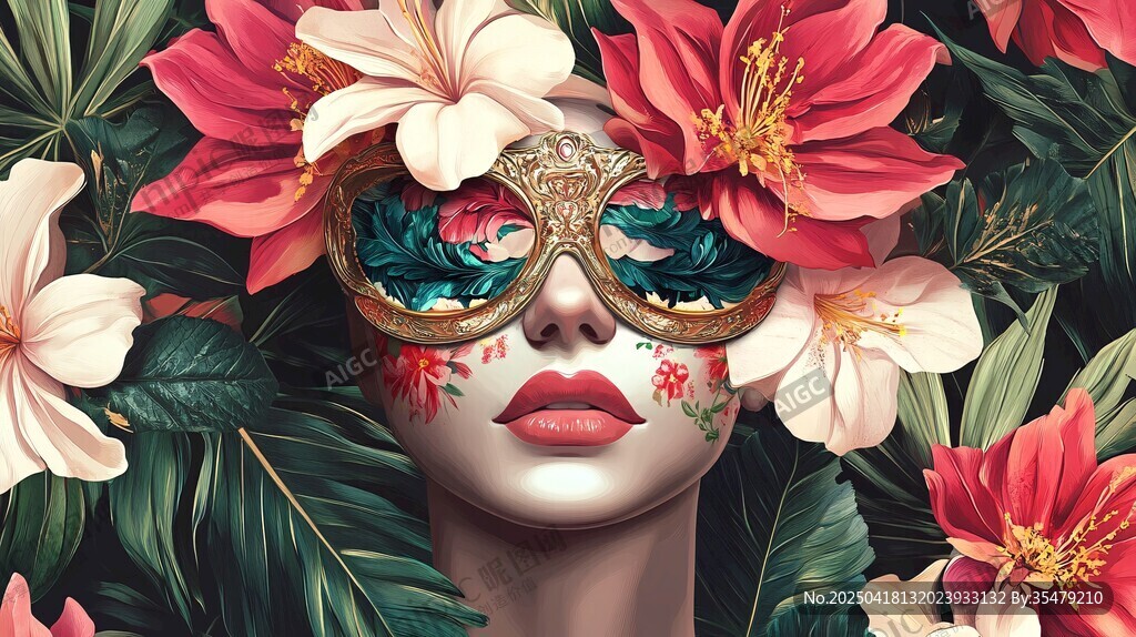花飾面具下的神秘美人