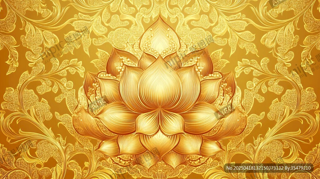金色蓮花華麗背景圖案