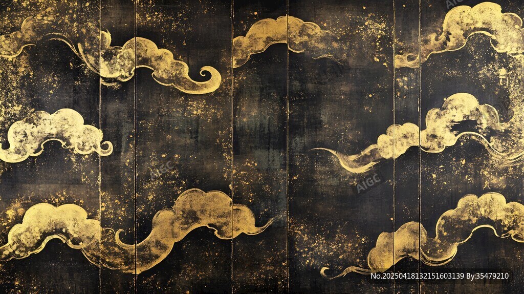 中式黑金云紋復(fù)古背景圖