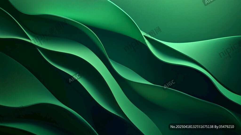 翠綠波浪形抽象背景紋理