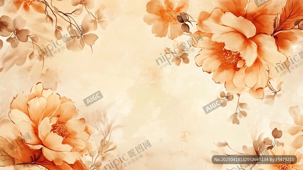 橙黃花卉背景圖