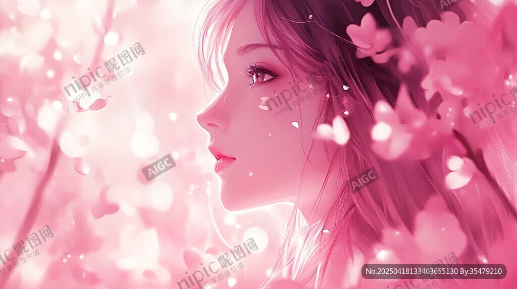 粉色花海中的夢(mèng)幻少女