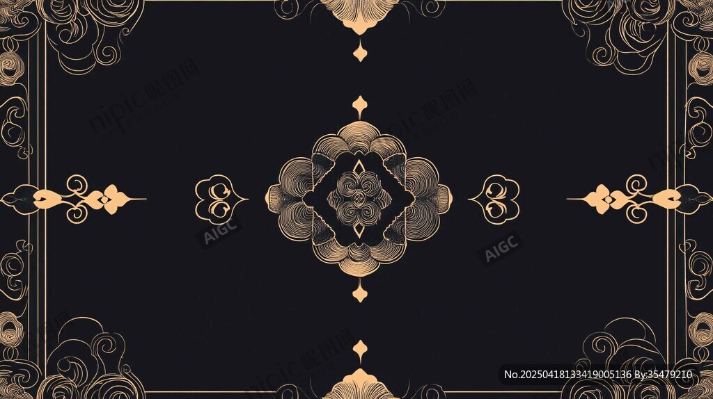 黑金復(fù)古風(fēng)對(duì)稱裝飾圖案