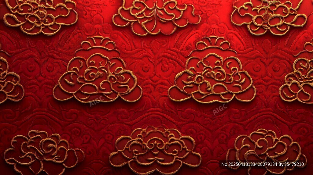紅色祥云紋理背景圖案