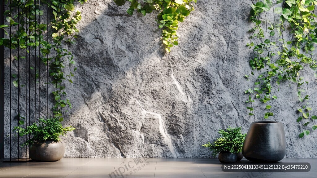 石墻綠植營造自然空間氛圍