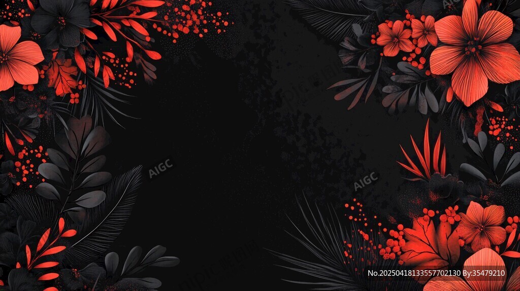 紅黑花卉背景圖