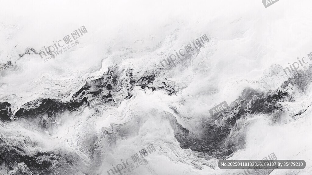 水墨云霧山水意境圖