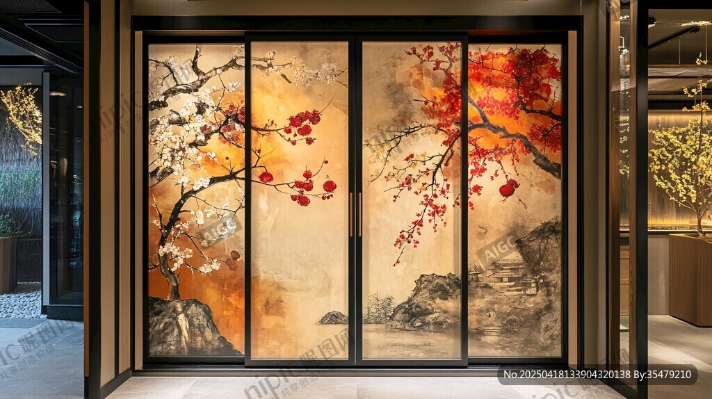 中式花鳥屏風 雅致空間美學