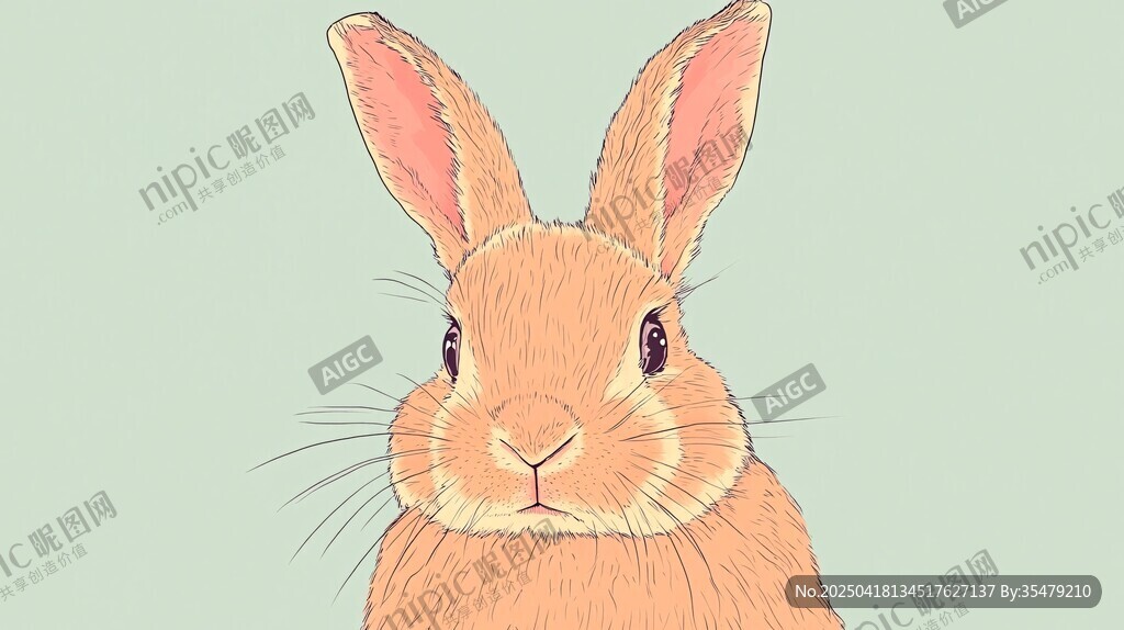 可愛卡通兔子頭像插畫