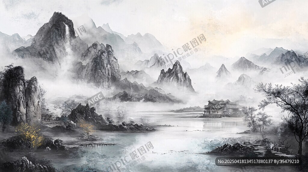水墨山水間的詩(shī)意景致
