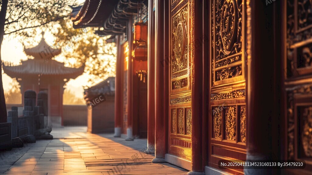 古建光影下的中式門廊之美