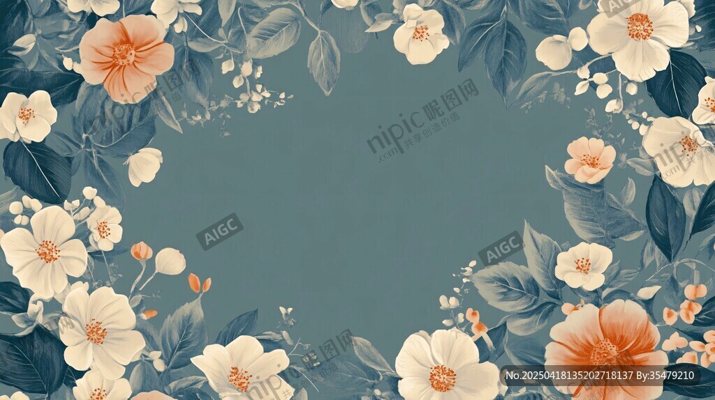 花卉環繞的清新背景畫面