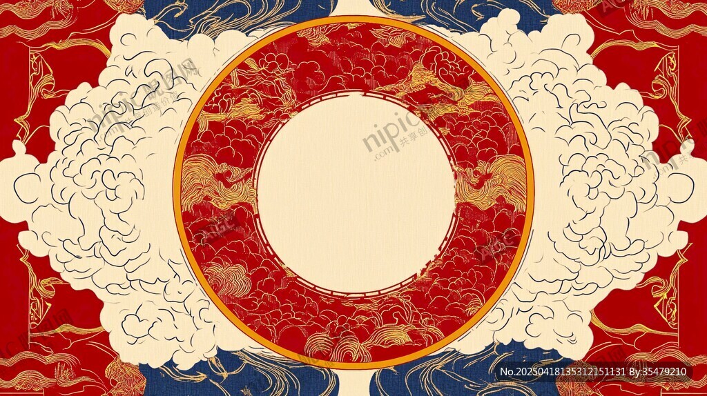 中式傳統花紋圓形邊框背景