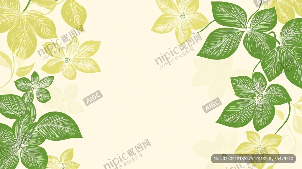 清新綠葉花卉背景圖