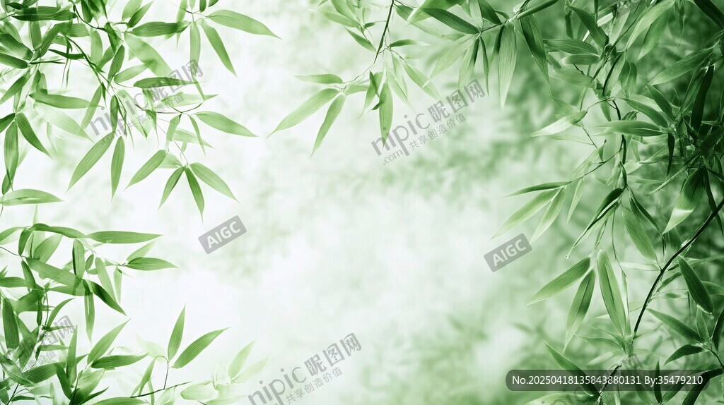 清新竹葉背景圖
