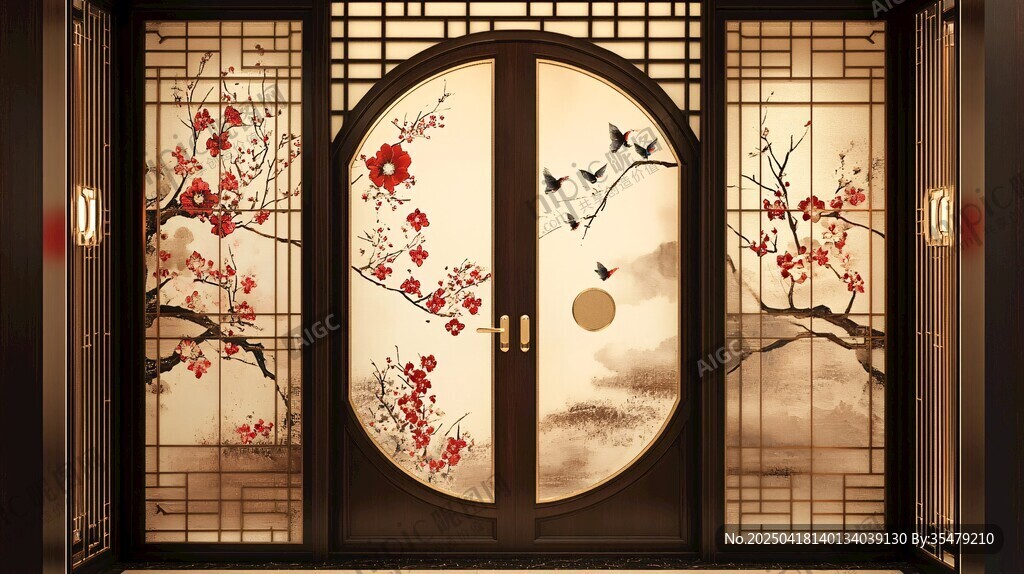 中式花鳥屏風(fēng)門藝術(shù)之美