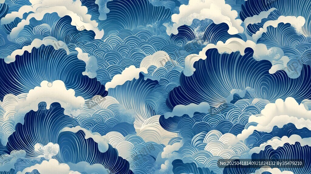 藍白海浪圖案背景紋理