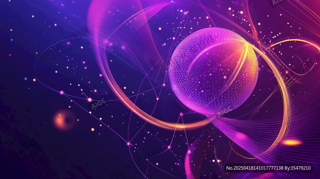 夢幻紫色科技感星球背景