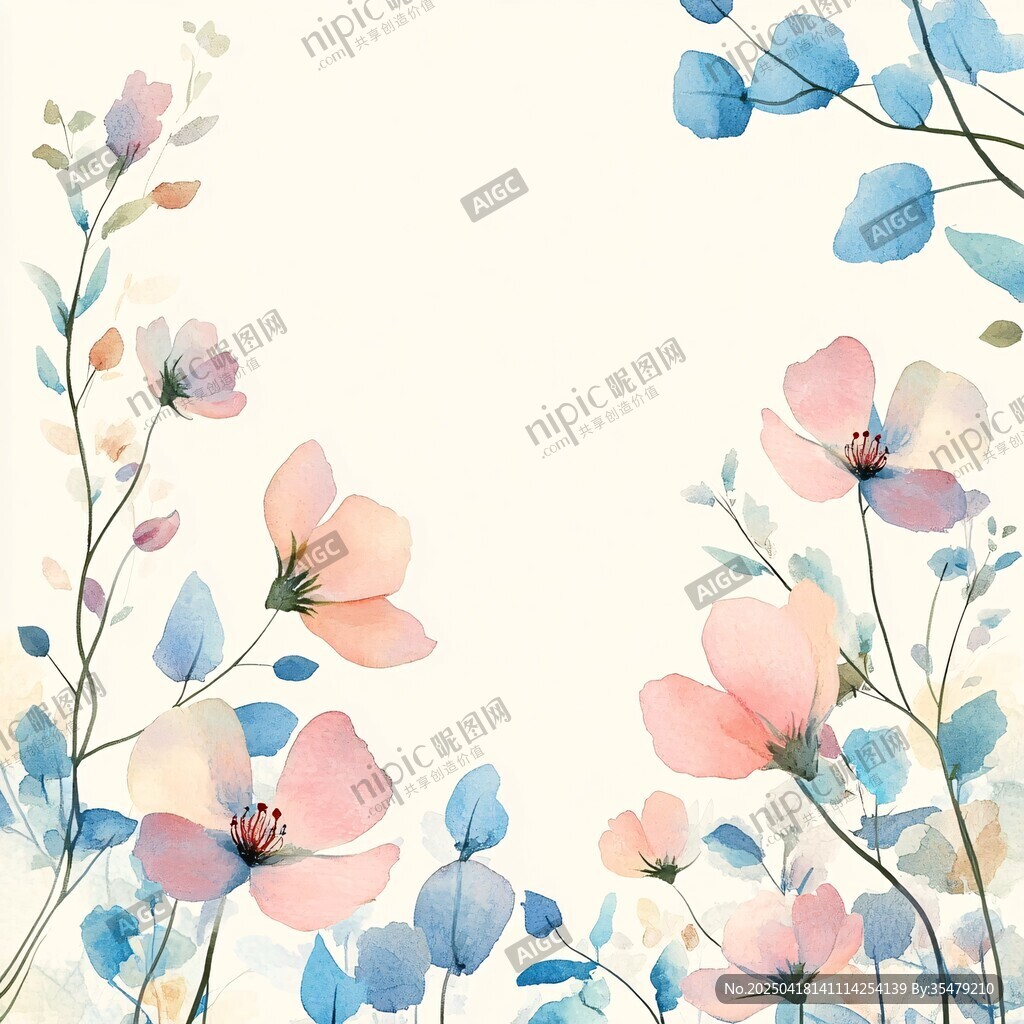 水彩花卉邊框圖