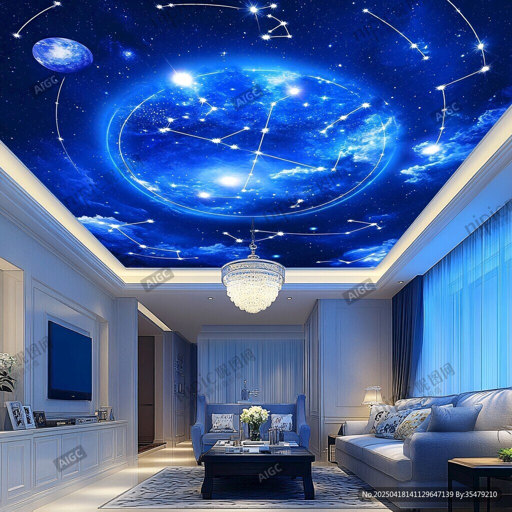 夢幻星空主題客廳天花板