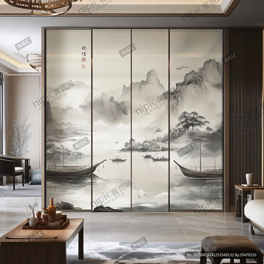中式山水屏風 雅致家居風