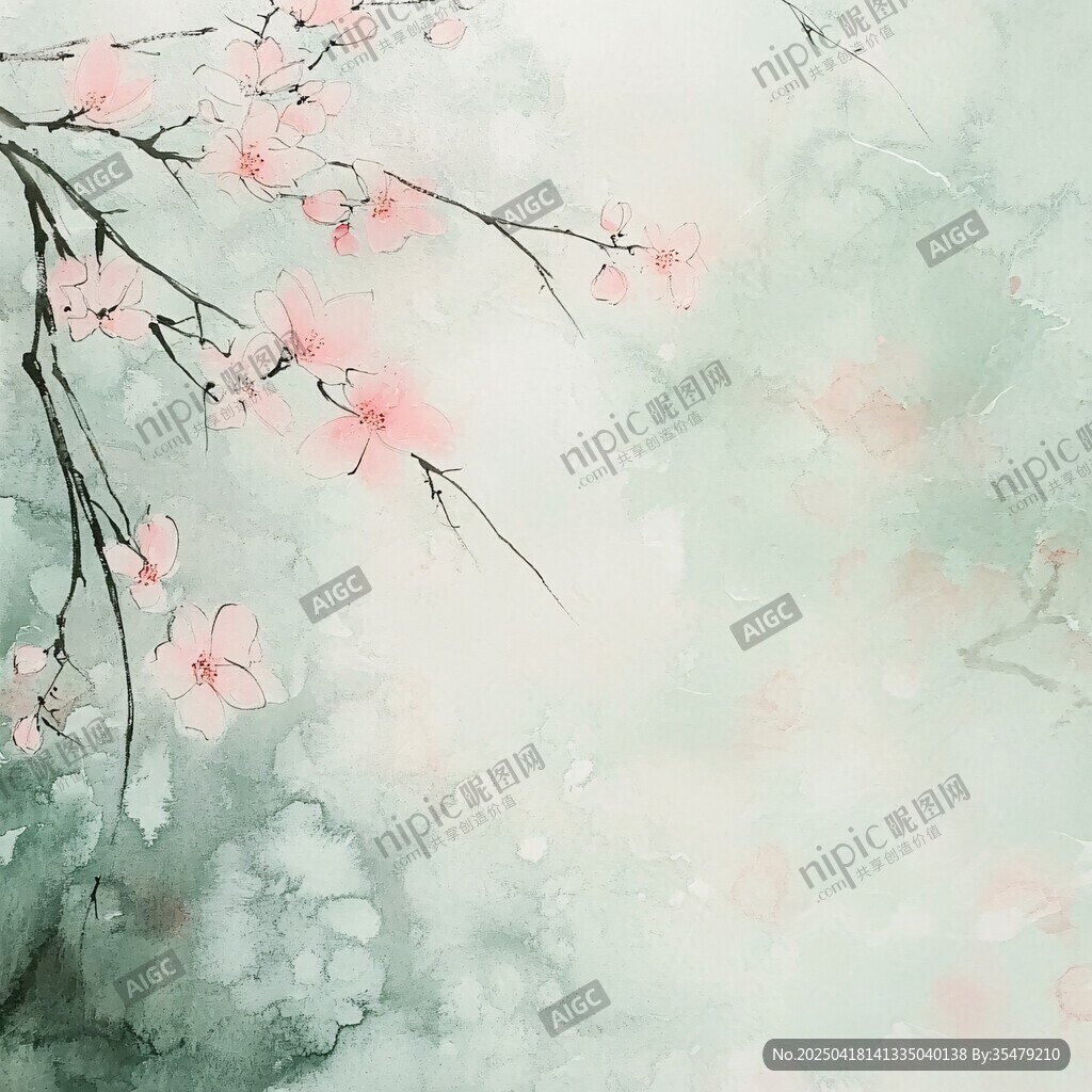 水墨桃花圖