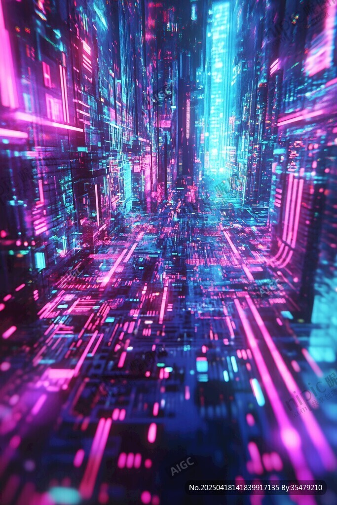霓虹賽博風科技通道景觀