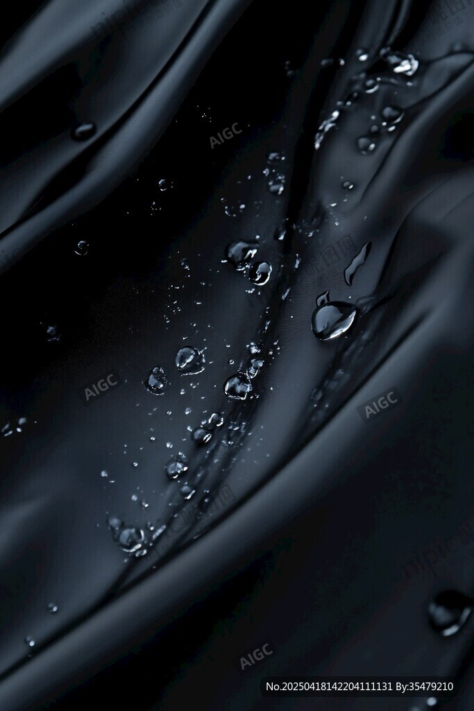 黑色绸缎上的晶莹水珠 黑色绸缎上的晶莹水珠