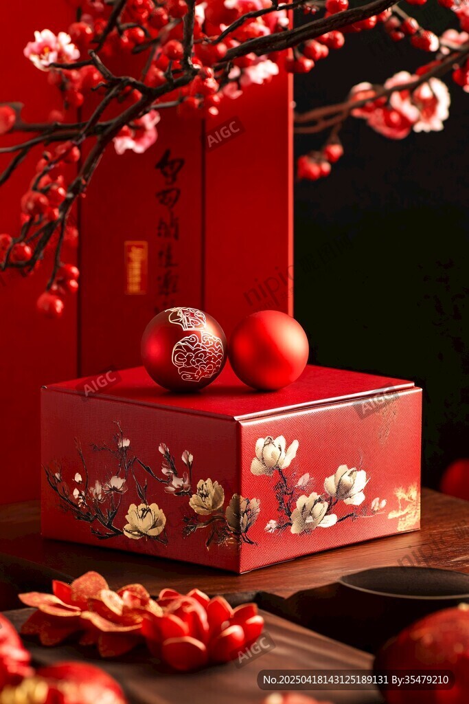 中式新春禮盒與節(jié)慶裝飾