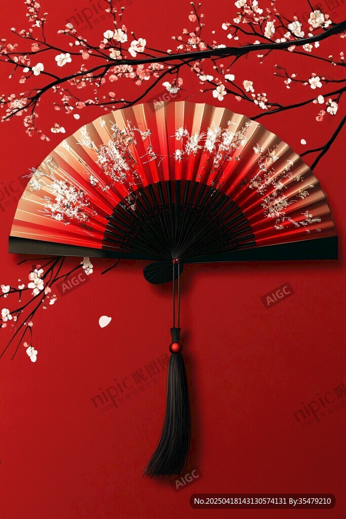 紅扇綻花韻 中式風(fēng)雅情