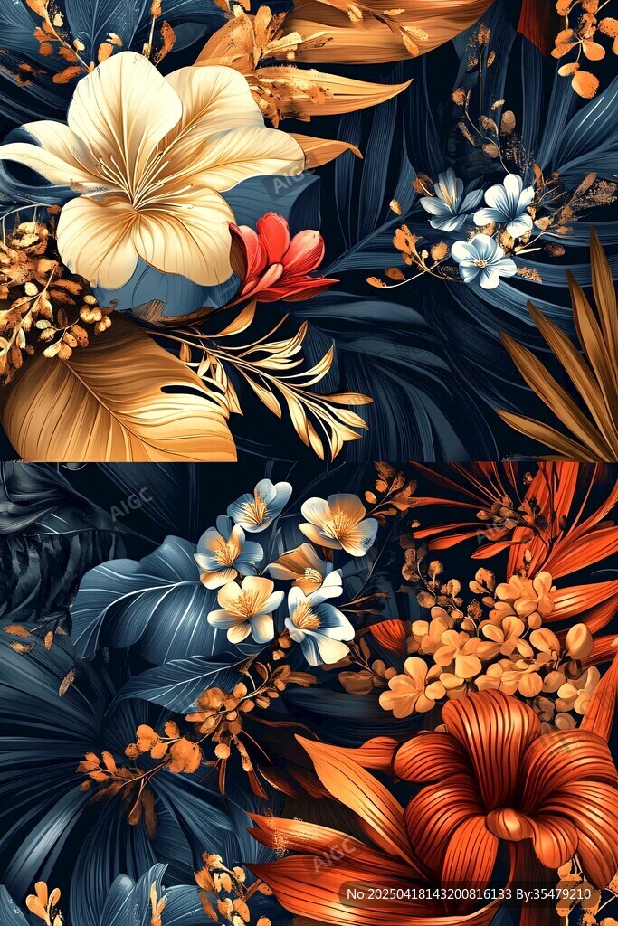 熱帶花卉絢麗圖案紋理