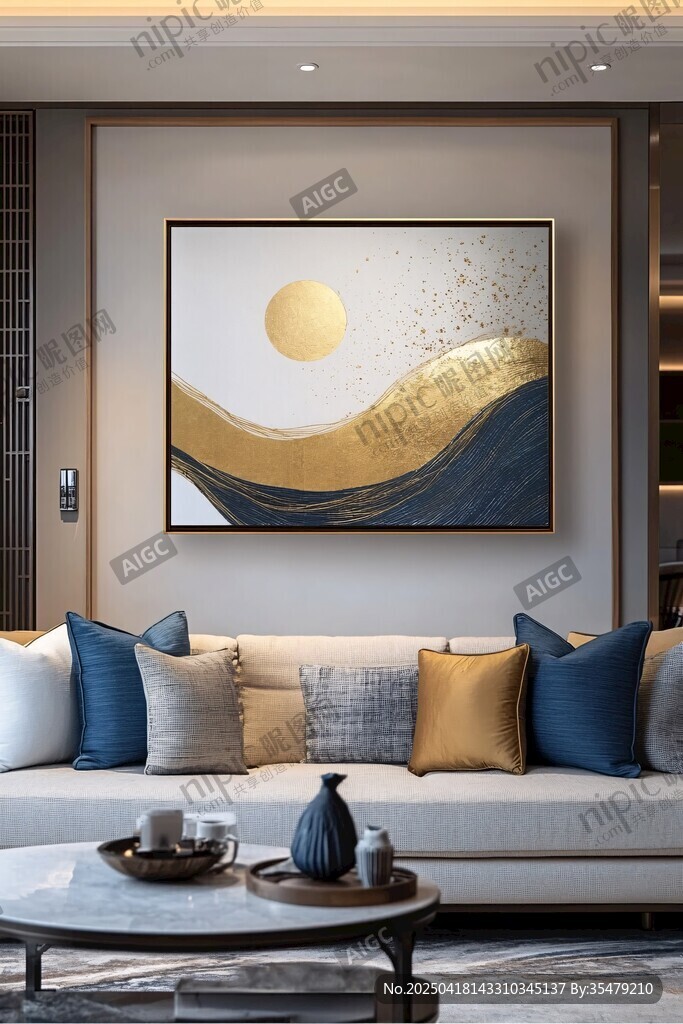 現(xiàn)代輕奢風(fēng)客廳裝飾畫展示