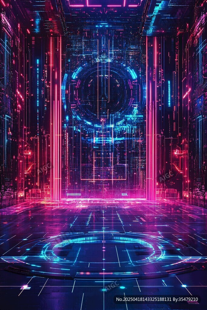 賽博朋克風科技空間場景