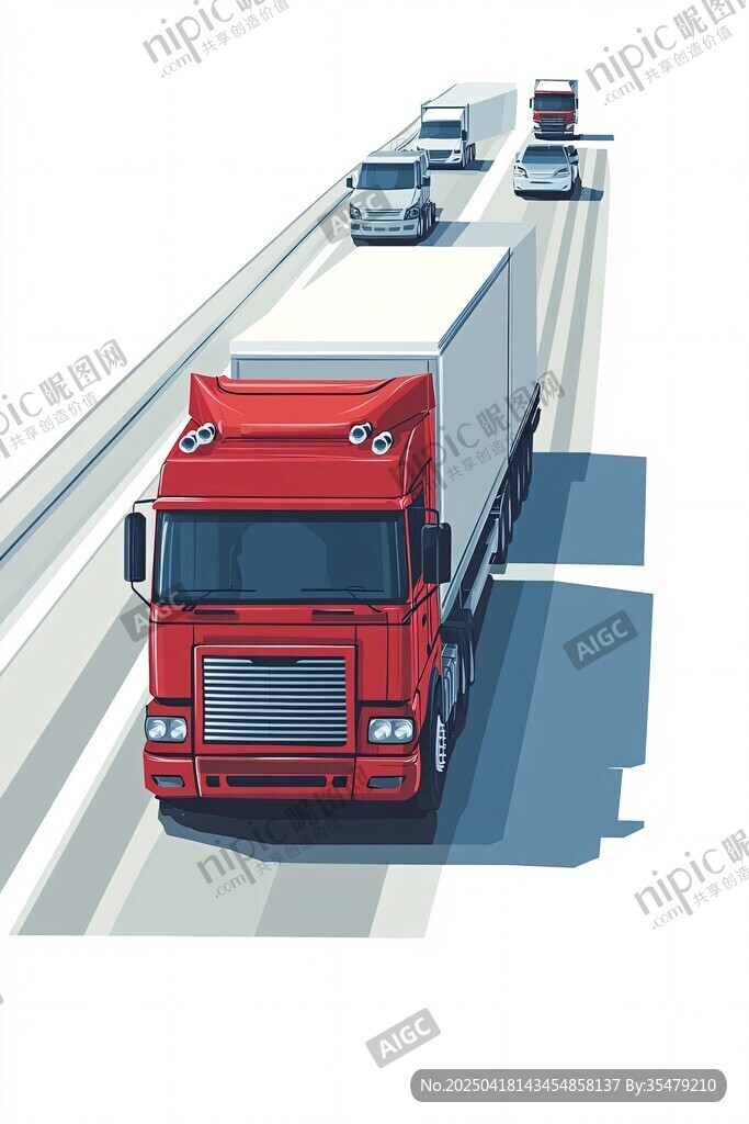 高速公路上的紅色貨運卡車