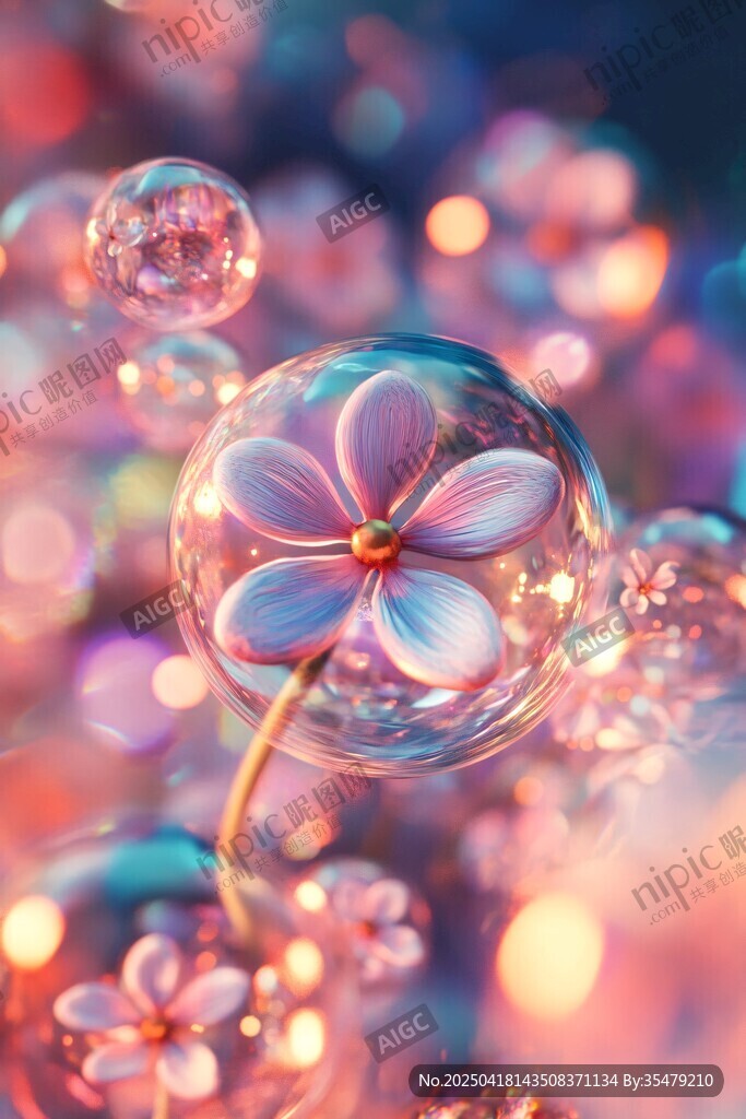 夢幻泡泡中的絢麗花朵