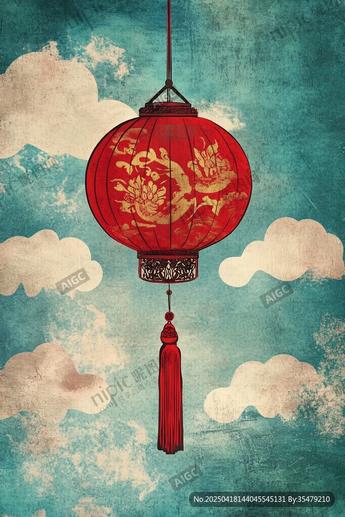 中式紅燈籠懸于云間