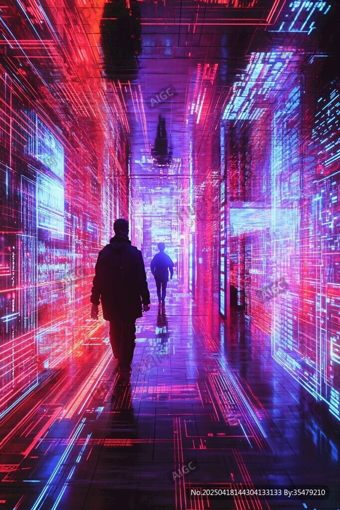 未來感科技通道中的行人