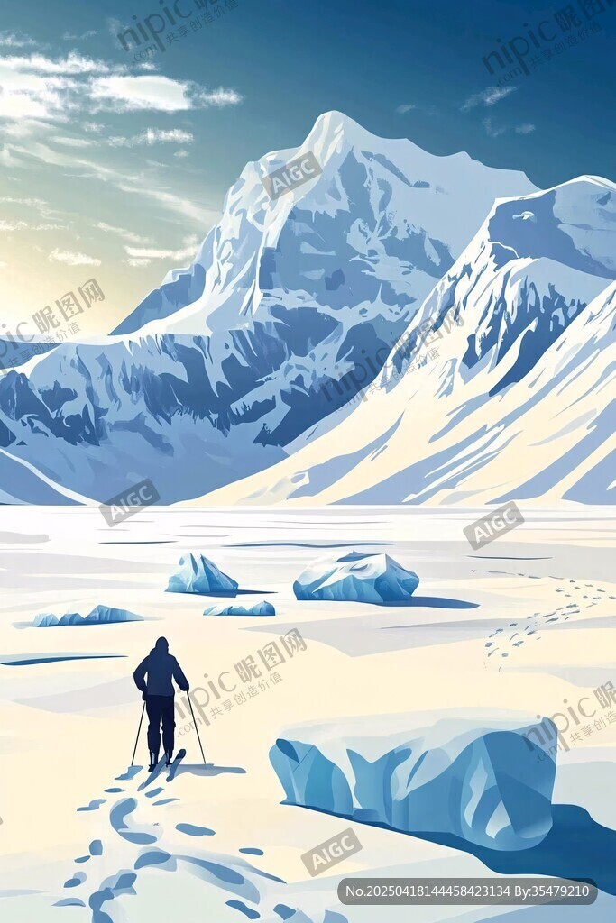 雪山徒步者的孤獨征程