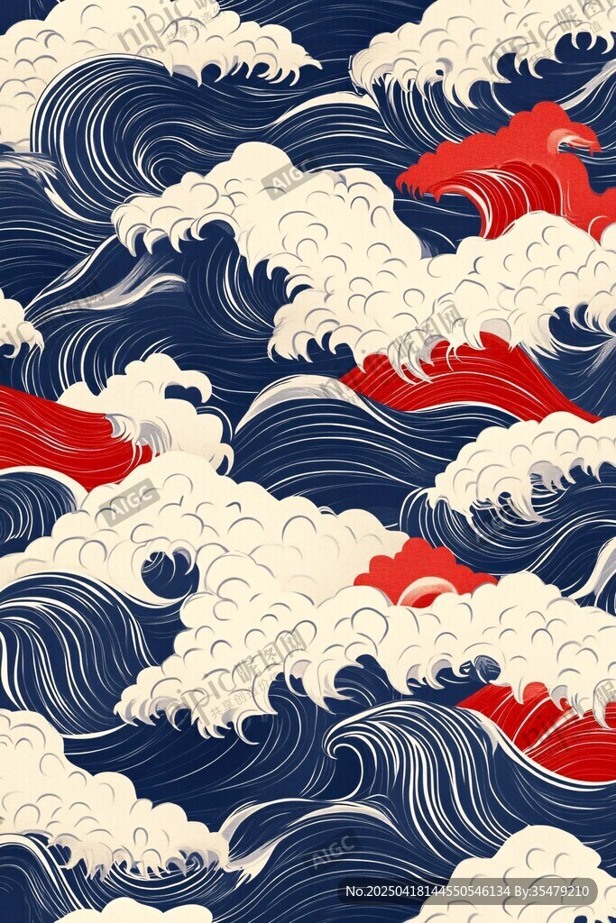 日式傳統海浪紋圖案設計