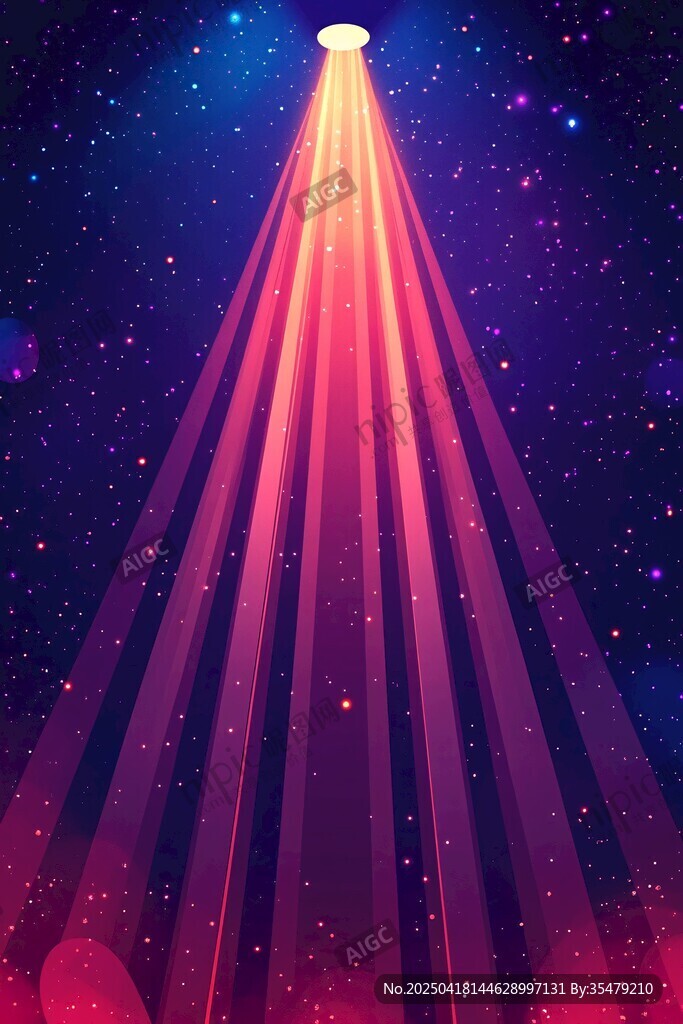 夢幻星空下的神秘光束