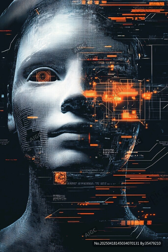 科技感十足的未來機械人臉