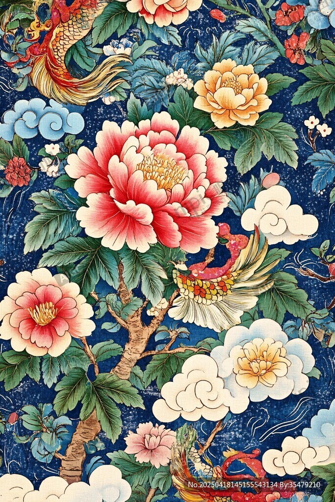 中式繁花祥紋傳統圖案