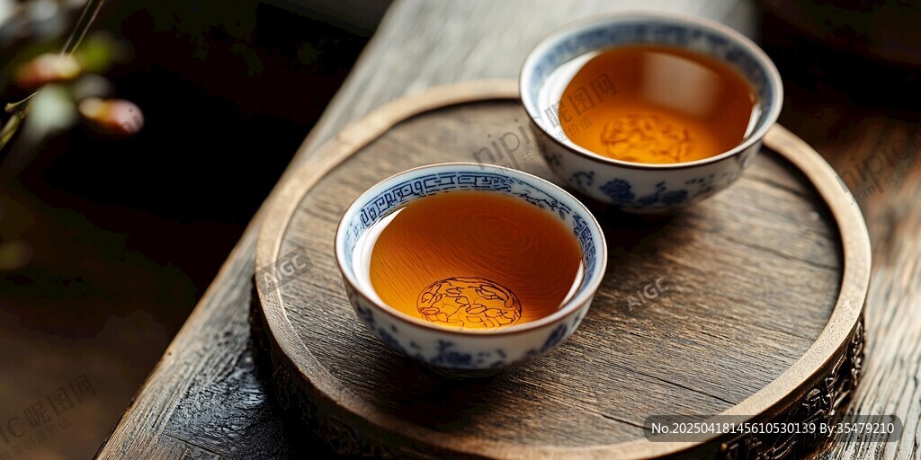 古韻茶杯中的香醇茶湯