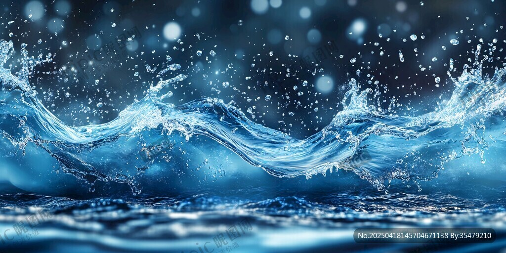 藍色水花飛濺動態美景